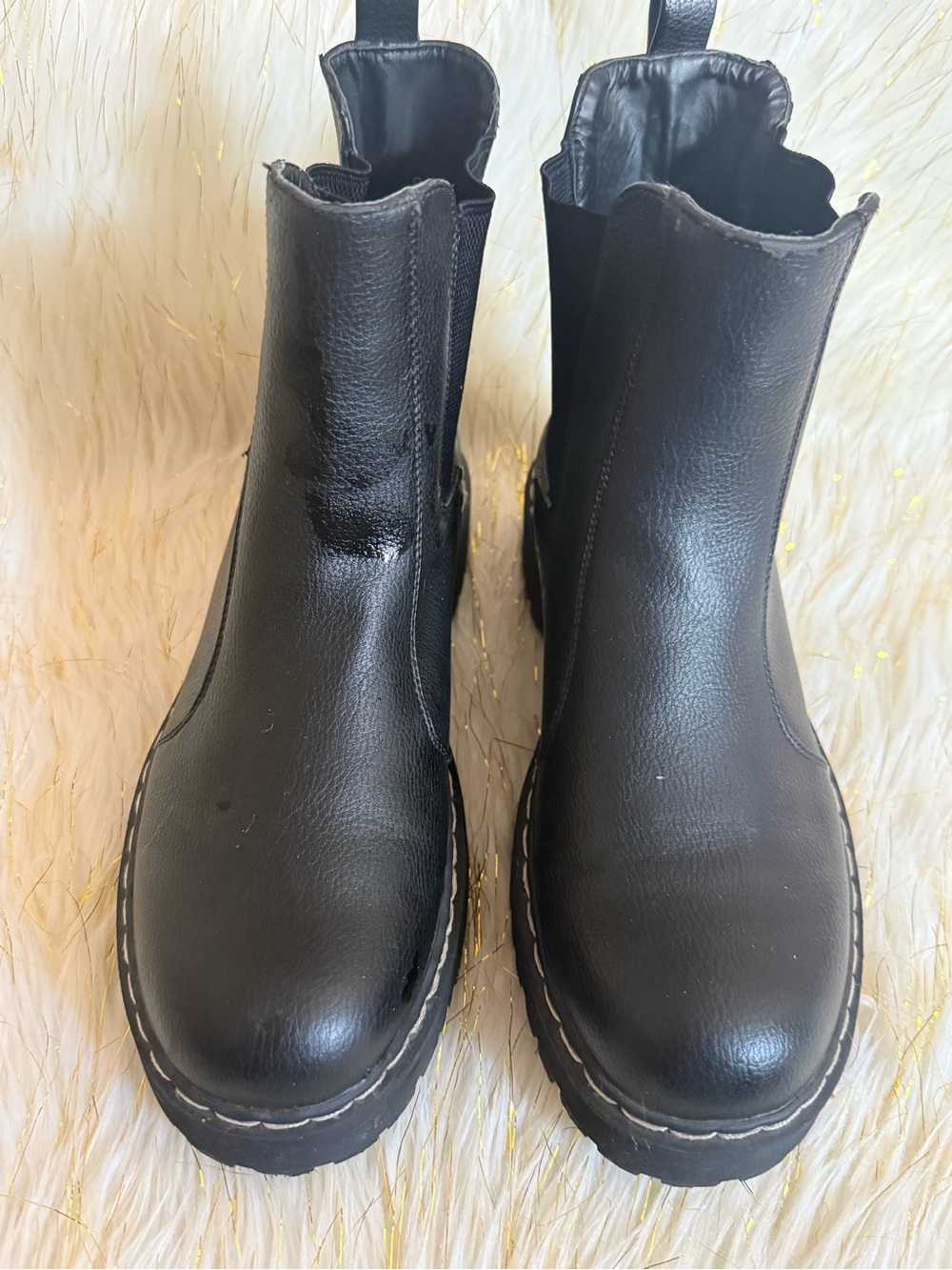 Unk Black Women's Leather Chelsea Ankle Boots slip on